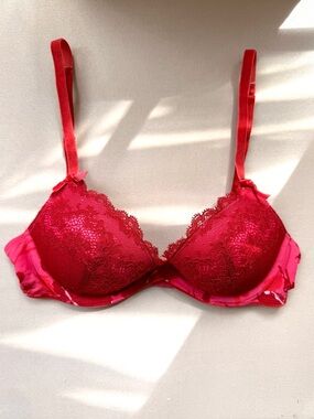 Calvin Klein Red Lace Push-Up Bra